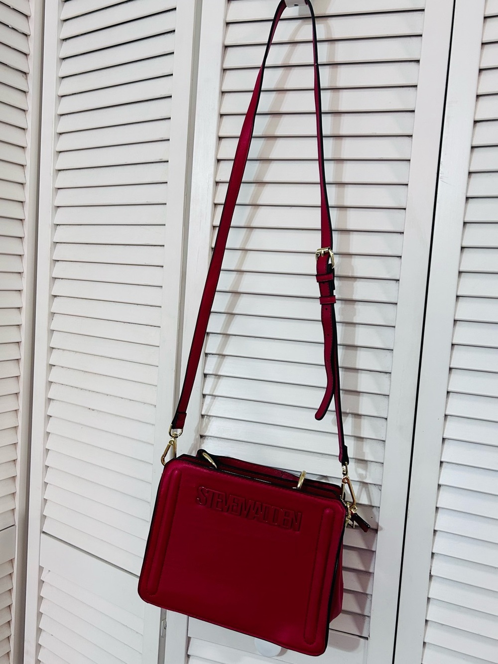 Steve Madden Red Structured Leather Crossbody Bag